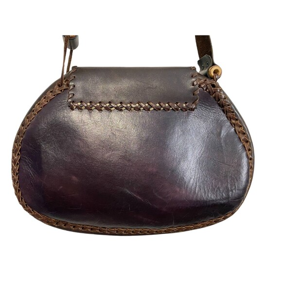 Miguel Rios La Luna Loca Handmade Leather Bag with Mandala Stone Mexico EUC - Picture 6 of 12